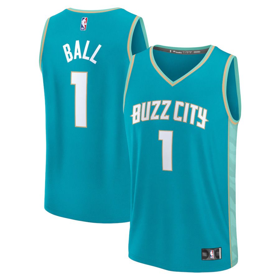 Men Charlotte Hornets #1 LaMelo Ball Fanatics Branded Teal City Edition 2023-24 Fast Break NBA Jersey->charlotte hornets->NBA Jersey